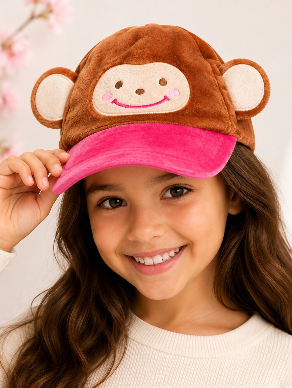 Deluxe Monkey Hat pink rim Youth